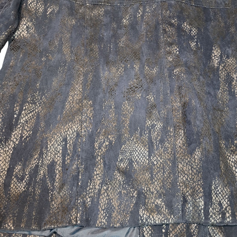 Erin London Textured‎ Snake Print Blazer Women's XL Navy Blue Velour Whimsigoth - Picture 10 of 10